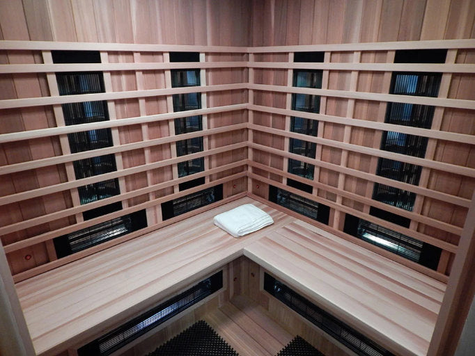 FS 160 Deluxe Hoekmodel Cerderhouten Infrarood Sauna - Finesse Wellness BV