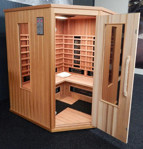 FS 160 Deluxe Hoekmodel Cerderhouten Infrarood Sauna - Finesse Wellness BV