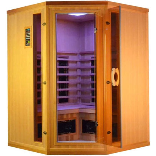 FS 160 Deluxe Hoekmodel Cerderhouten Infrarood Sauna met glasdeur - Finesse Wellness BV