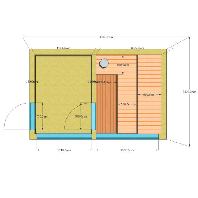 Luxe Buitensauna 'Lugn' met Zoutmuur | Exclusieve Wellness Tuin - Finesse Wellness BV