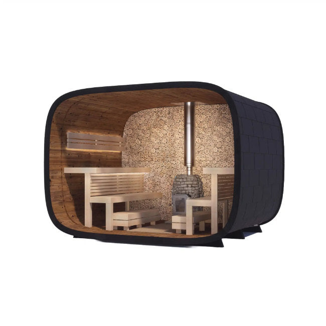 Round Cube Design Buitensauna Serie - Finesse Wellness BV