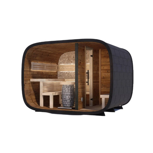 Round Cube Design Buitensauna Serie - Finesse Wellness BV
