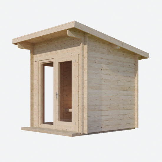 Svelvik Log Sauna: Compacte Finse Sauna met Panoramavenster-Finesse Wellness BV