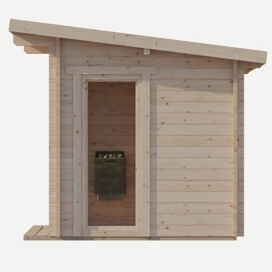 Svelvik Log Sauna: Compacte Finse Sauna met Panoramavenster-Finesse Wellness BV