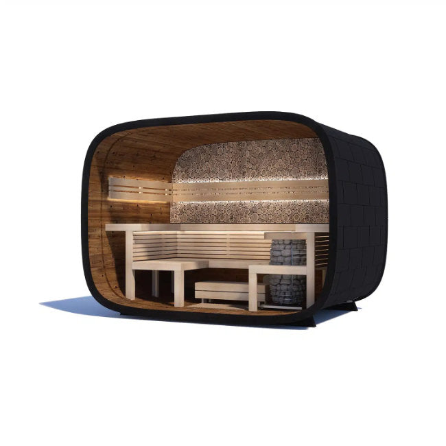 Round Cube Design Buitensauna Serie - Finesse Wellness BV